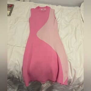 Peppermayo Pink Mock Neck Sheath Mini Dress
